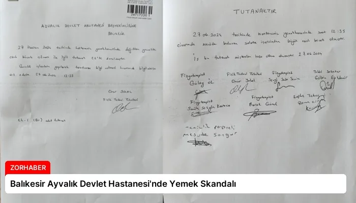 Balıkesir Ayvalık Devlet Hastanesi’nde Yemek Skandalı