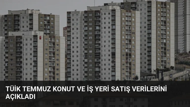 TÜİK Temmuz Konut ve İş Yeri Satış Verilerini Açıkladı